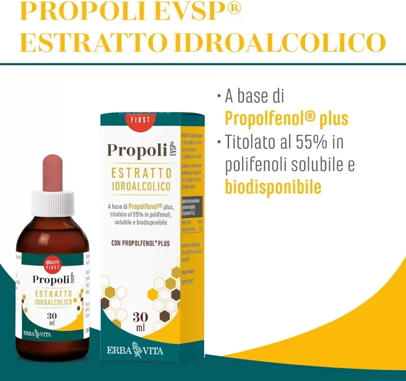 PROPOLI EVSP® ESTRATTO IDROALCOHOLICO doplněk stravy - propolisové kapky s alkoholem - imunita, nachlazení
